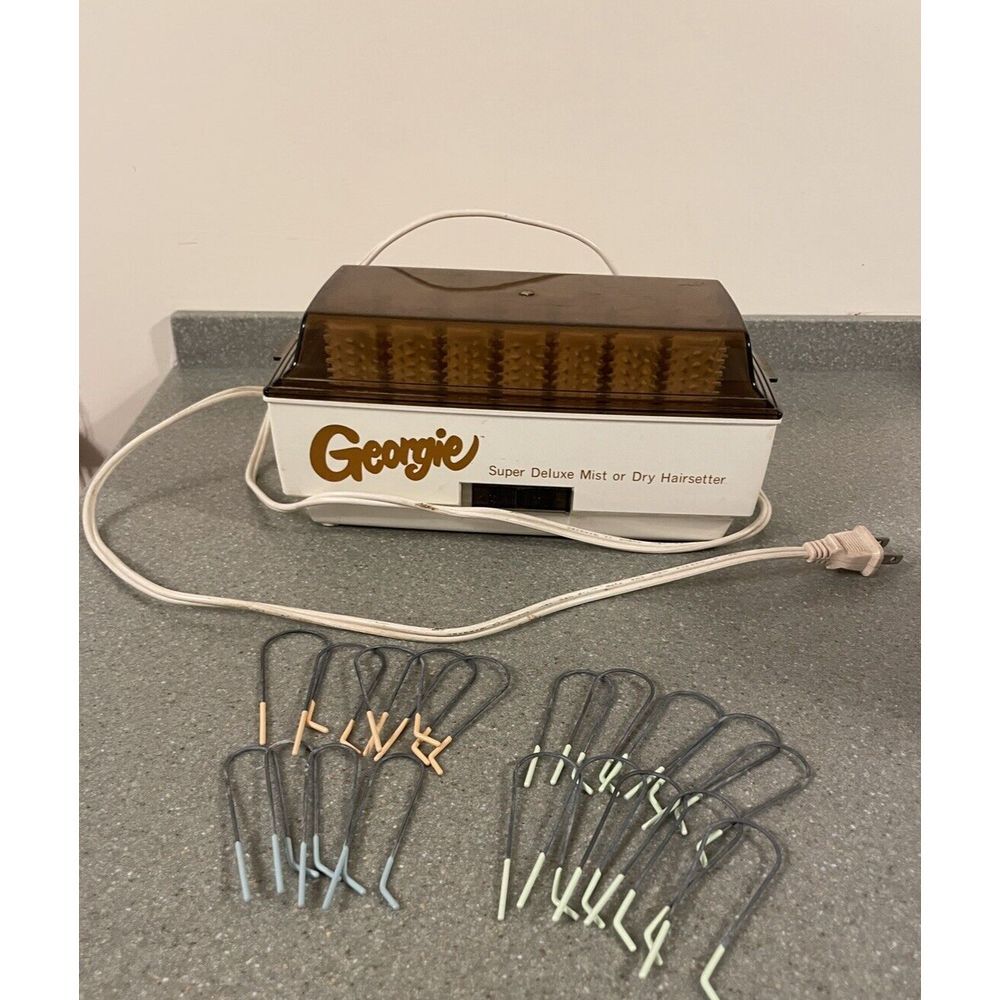 Georgie Vintage Super Deluxe Mist or‎ Dry Hairsetter Hot Rollers Curlers Clips